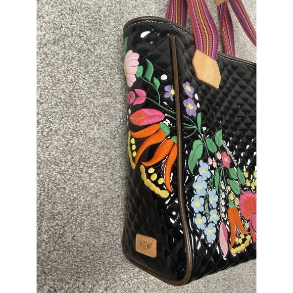 Consuela La Reina Classic Tote with Floral Embroidery and Multicolor Straps - Picture 4 of 16